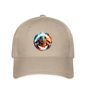 T-Shirt "Turtle Gaze in Aquarell" - Flexfit Cap - Khaki - Vorne