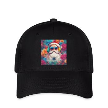 Père Noël cool avec des lunettes de soleil - Casquette Flexfit - noir - Devant