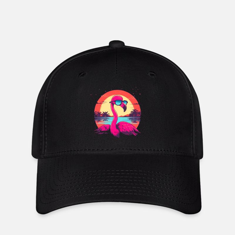 Stay cool and pink.Surf Flamingo chillt sein Leben - Flexfit Cap - Schwarz
