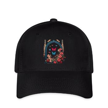 Fleurs et papillons - Casquette Flexfit - noir - Devant