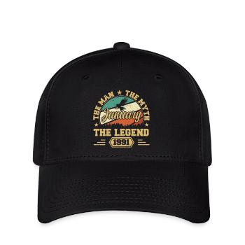 Les Legends sont nés en janvier 1991 - Casquette Flexfit - noir - Devant