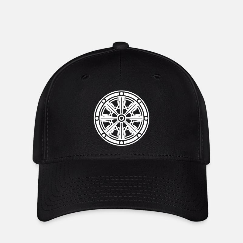 White dharma wheel - Flexfit Cap - black