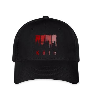 Köln Skyline Schriftzug - Flexfit Cap - Schwarz - Vorne