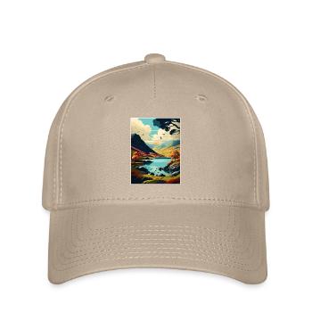 Lake District Vintage Travel Poster WPA Souvenir - Flexfit Cap - khaki - Front