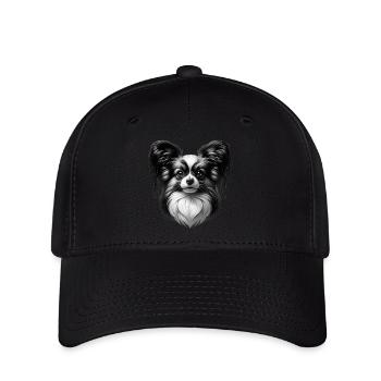 Kontinentaler Zwergspaniel monochrom - Flexfit Cap - Schwarz - Vorne