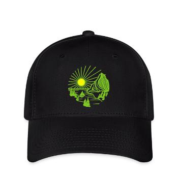 Urlaubslandschaft (Grün) - Flexfit Cap - Schwarz - Vorne