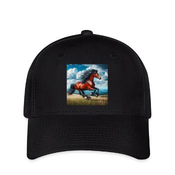Cheval au galop - Casquette Flexfit - noir - Devant