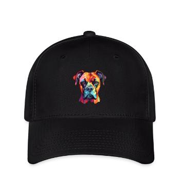 Boxer chien race aquarelle dessin animé kawaii coloré - Casquette Flexfit - noir - Devant