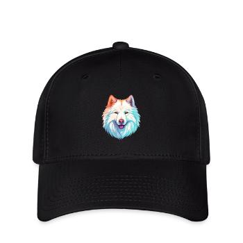 Samoyed Dog Breed Watercolor Cartoon Kawaii Colorf - Flexfit Cap - black - Front