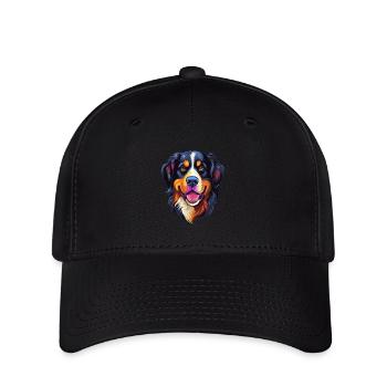 Bernese Mountain Dog Breed Watercolor Cartoon Kawa - Flexfit Cap - black - Front