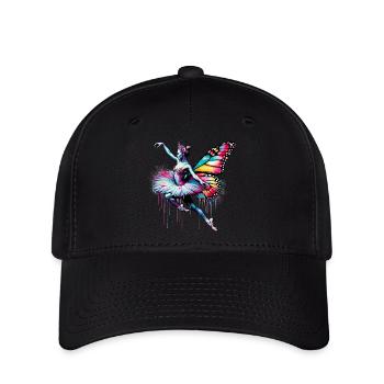 Ballerina mit Schmetterlingsflügeln Schmetterlinge Tutu - Flexfit Cap - Schwarz - Vorne