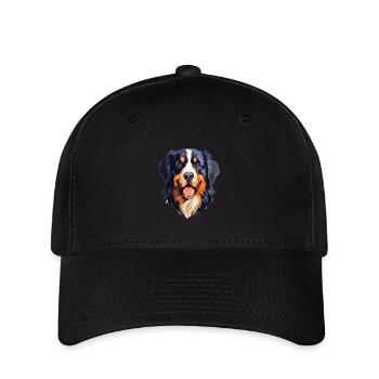 Bernese Mountain Dog Breed Watercolor Cartoon Kawa - Flexfit Cap - black - Front