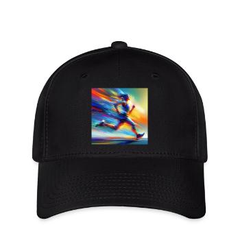 Laufende Frau 2 - Flexfit Cap - Schwarz - Vorne