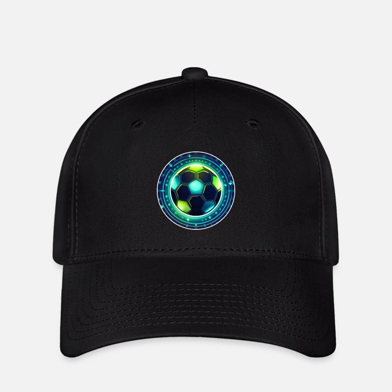 Neon Football Emblem with Star Ring - Flexfit Cap - black