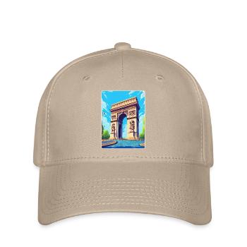 Arc de Triomphe Paris France Vintage Poster de voyage - Casquette Flexfit - kaki - Devant