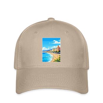 Nice France Vintage Travel Poster WPA Art Souvenir - Flexfit Cap - khaki - Front