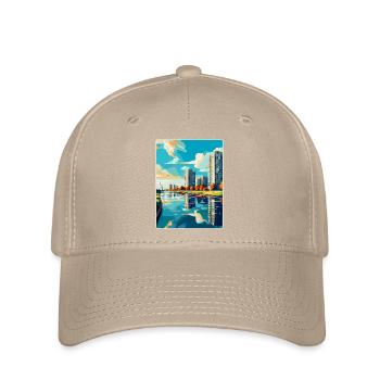 Almere Niederlande Vintage Reiseplakat Souvenir - Flexfit Cap - Khaki - Vorne