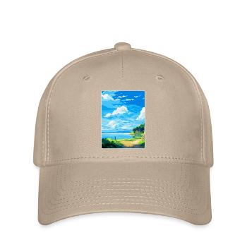 Feock England Uk Vintage Reiseposter Souvenir - Flexfit Cap - Khaki - Vorne