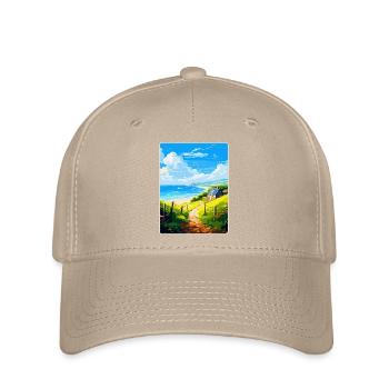 Lamorna, Cornwall, England, Vereinigtes Königreich, Reiseposter, Souvenir - Flexfit Cap - Khaki - Vorne