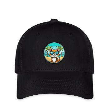 Hantilly Tiffany Race Chat Dessin Animé Lunettes de Soleil Plage - Casquette Flexfit - noir - Devant