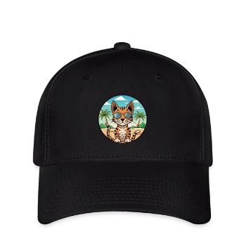 Savannah Cat Breed Cartoon Sunglasses Beach - Flexfit Cap - black - Front