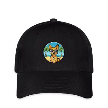 Dingo Hund Rasse Cartoon Sonnenbrille Strand - Flexfit Cap - Schwarz - Vorne