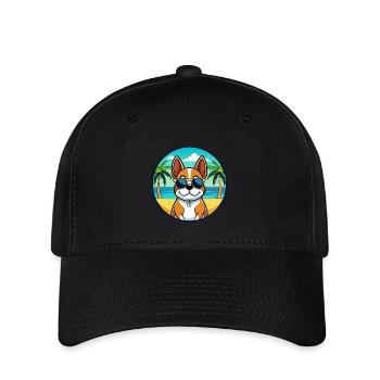 Lunettes de soleil de dessin animé de race de chien de Bretagne française plage - Casquette Flexfit - noir - Devant