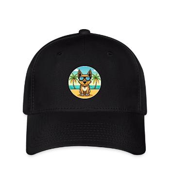 Lancashire Heeler Dog Breed Cartoon Sunglass Beach - Flexfit Cap - black - Front