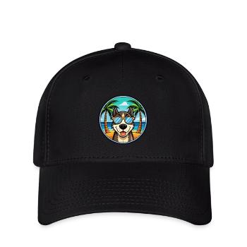 Sibirische Trikolore Hunderasse Cartoon Beach - Flexfit Cap - Schwarz - Vorne