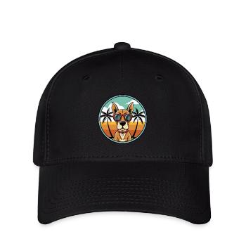 Gascogne Pointer Chien Race Dessin Animé Plage - Casquette Flexfit - noir - Devant
