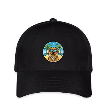 Friesische Wasserhundrasse Cartoon Sonnenbrille Strand - Flexfit Cap - Schwarz - Vorne