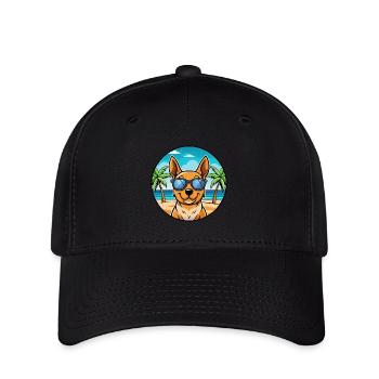 Lancashire Heeler Chien Race Dessin Animé Lunettes De Soleil Plage - Casquette Flexfit - noir - Devant