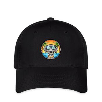 Weimaraner Hund Rasse Cartoon Sonnenbrille Strand - Flexfit Cap - Schwarz - Vorne