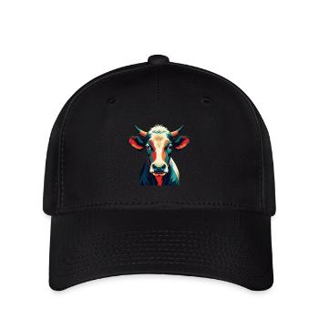 Vache Dessin animé Personnage Animal de compagnie coloré - Casquette Flexfit - noir - Devant