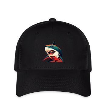 Hai Cartoon Figur Buntes Haustier Tier - Flexfit Cap - Schwarz - Vorne