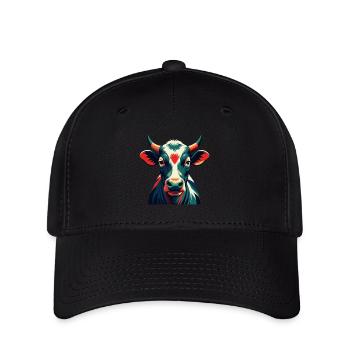 Vache Dessin Animé Personnage Animal De Compagnie Coloré - Casquette Flexfit - noir - Devant