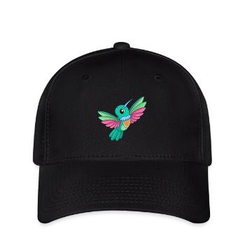 Colibri Mascotte mignonne Personnage de dessin animé Kawaii - Casquette Flexfit - noir - Devant
