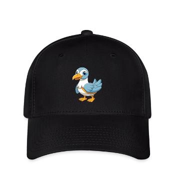 Albatross Cute Mascot Cartoon Character Kawaii - Flexfit Cap - black - Front
