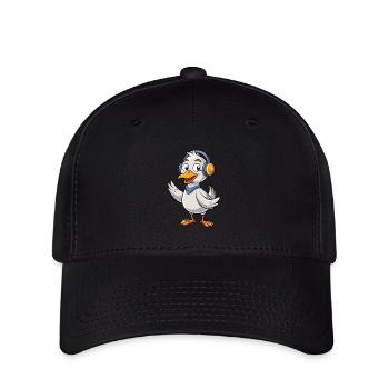Goose Funny Cartoon Character Headphone Music - Flexfit Cap - black - Front