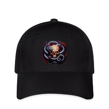 Wikingerschädel und Midgardschlange: Ein mythischer Entwi - Flexfit Cap - Schwarz - Vorne