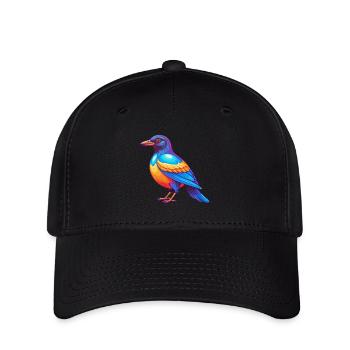 Elster Bunte Kawaii Cartoon Figur Vogel - Flexfit Cap - Schwarz - Vorne