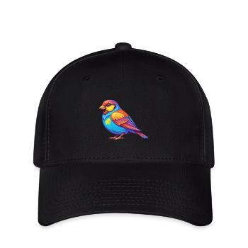 Moineau coloré Kawaii personnage de dessin animé oiseau - Casquette Flexfit - noir - Devant