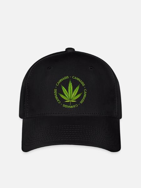 Grünblatt-Cannabis-Krone - Flexfit Cap - Schwarz