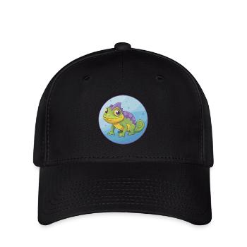 Caméléon mignon Kawaii dessin animé Clipart Animal de compagnie - Casquette Flexfit - noir - Devant