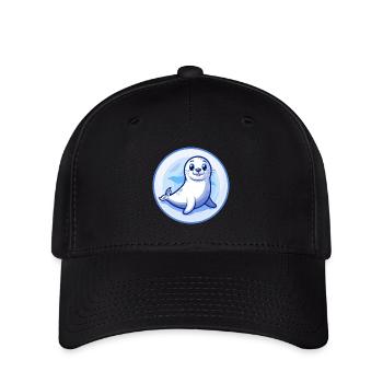 phoque bleu kawaii dessin animé personnage clipart animal de compagnie - Casquette Flexfit - noir - Devant