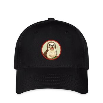 phoque coloré Kawaii dessin animé personnage Clipart Animal de compagnie - Casquette Flexfit - noir - Devant