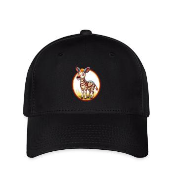 Okapi Cute Funny Kawaii Cartoon Clipart Animal Pet - Flexfit Cap - black - Front