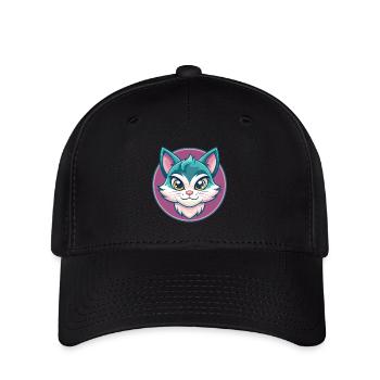 Asiatische Katzenrasse Karikatur Kawaii Tier Haustier - Flexfit Cap - Schwarz - Vorne