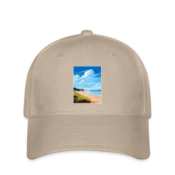 Gower Halbinsel Aonb Reise Poster Souvenir WPA - Flexfit Cap - Khaki - Vorne