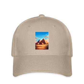 Cairo Egypt Great Pyramids Of Giza Travel Poster - Flexfit Cap - khaki - Front